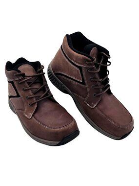 Orthofeet Mens X-Wide Brown Leather BioFit Gel Orthopedic Boots Size 11 4E